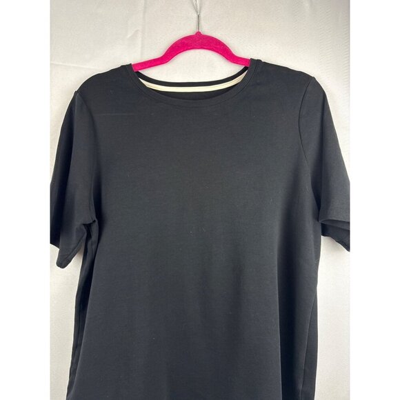 Isaac Mizrahi Live! Essentials Black Crew Neck T-Shirt 1X 100% Cotton Womens - Picture 1 of 6